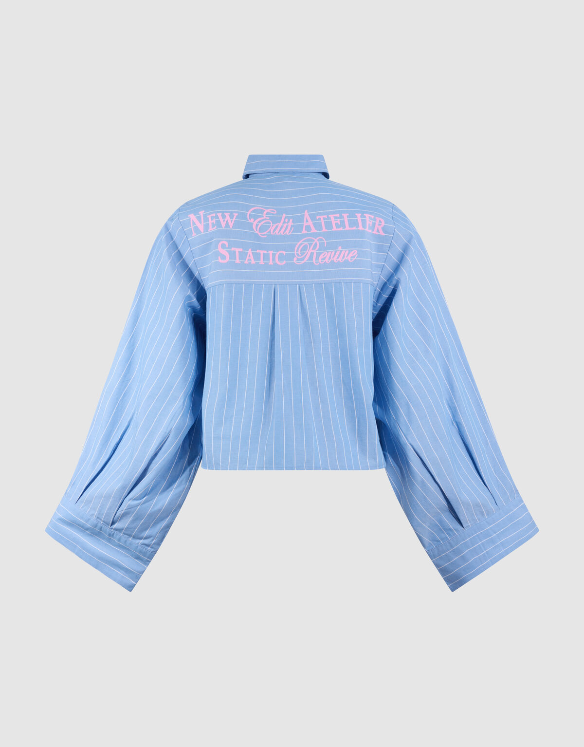Poplin Pinstripe Artwork Blouse Blauw SHOEBY WOMEN