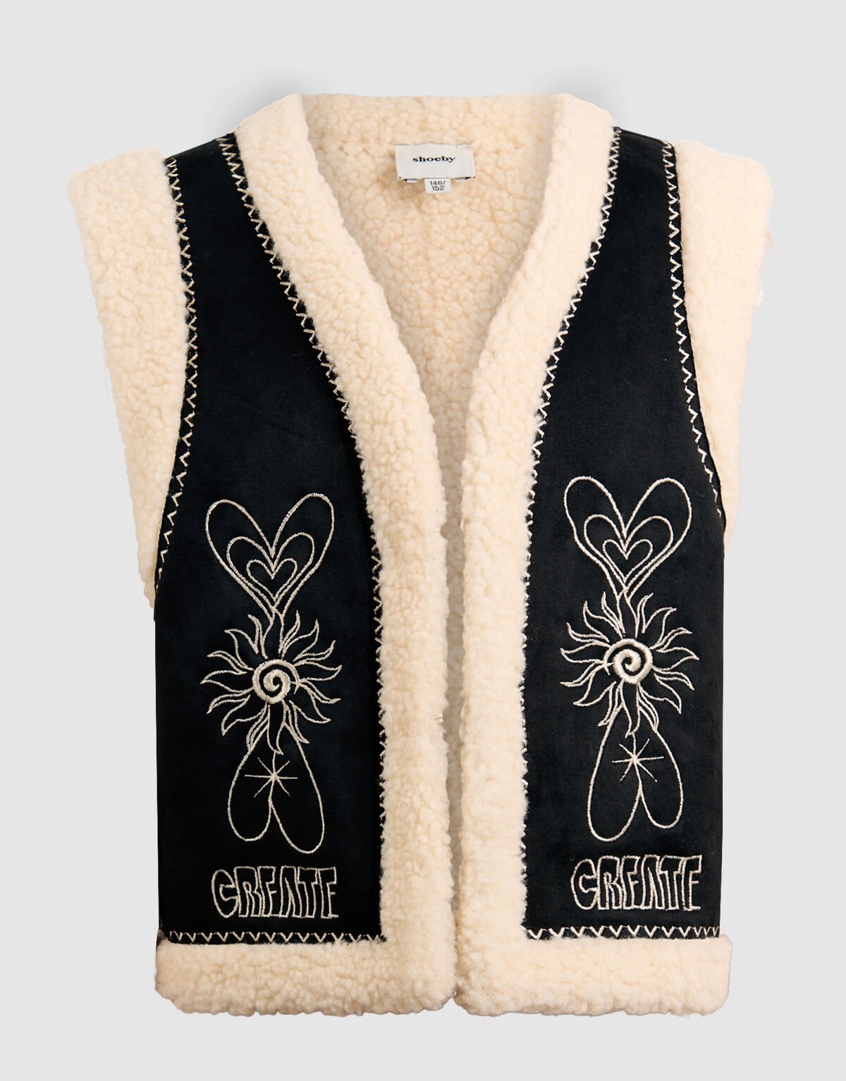 Teddy Embroidery Gilet Zwart SHOEBY GIRLS