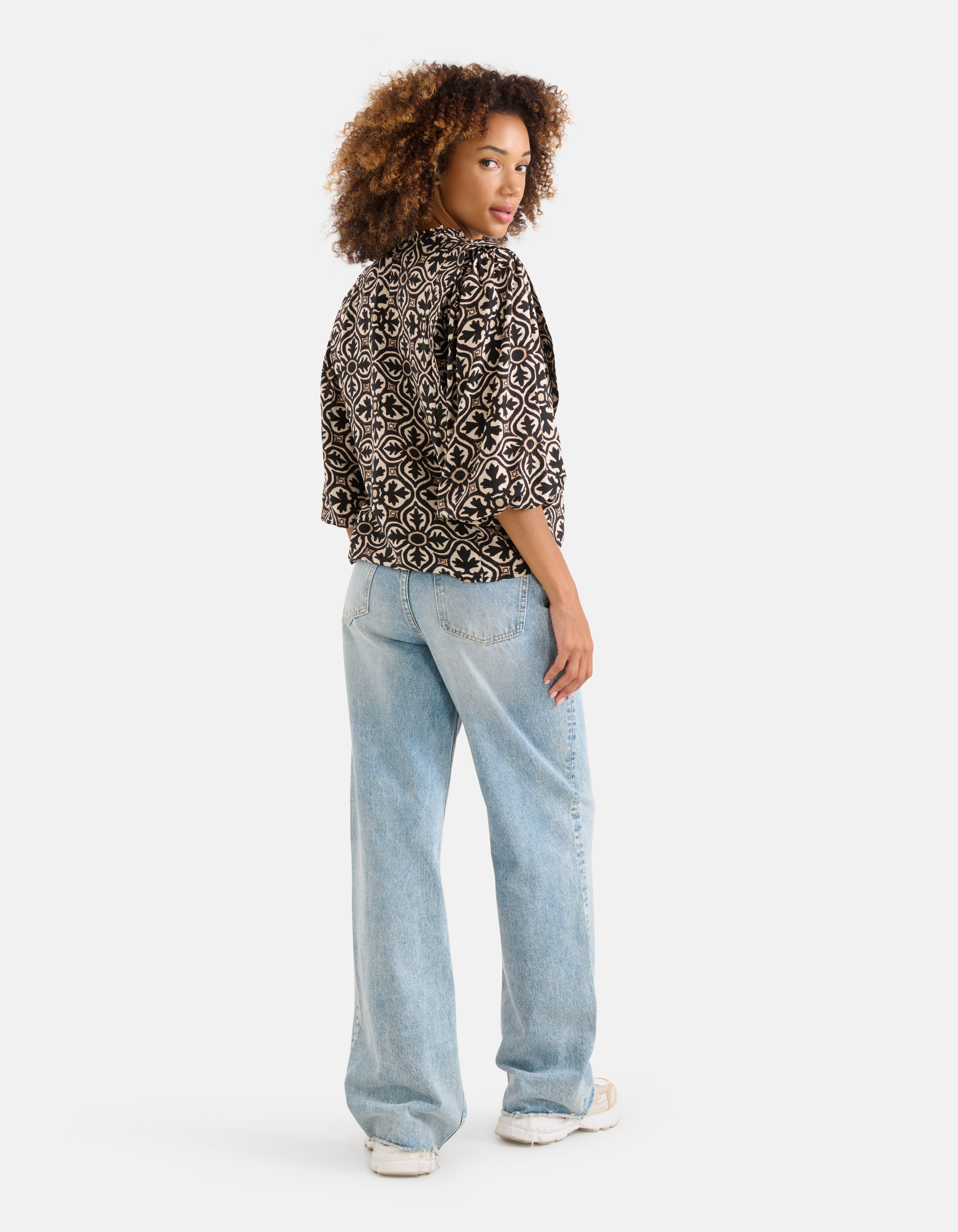 Printed Blouse Zwart/Gebroken Wit SHOEBY WOMEN