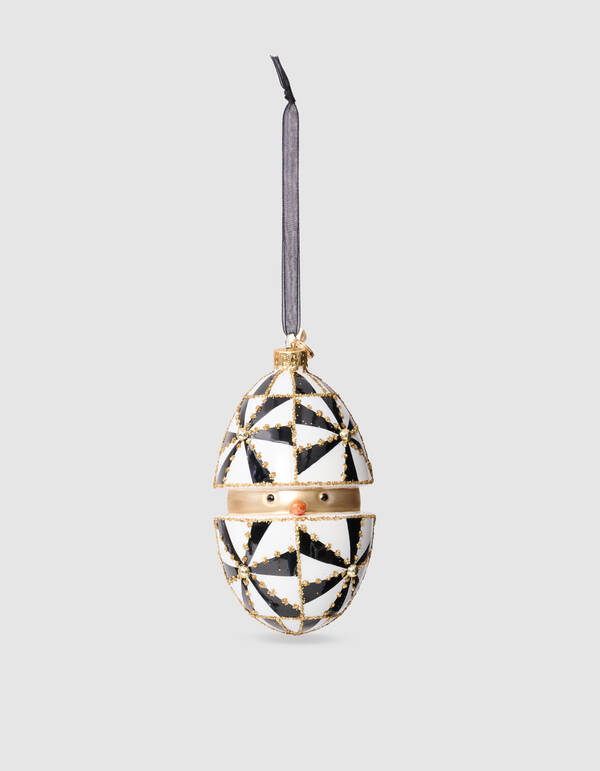 Egg Kerstbal Zwart/Wit By Fred SHOEBY ACCESSOIRES