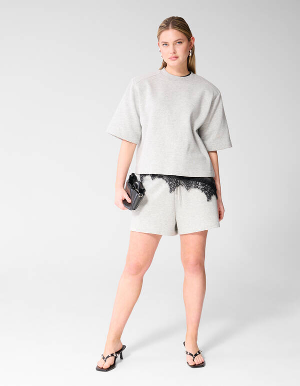 Oversized Sweat T-shirt Lichtgrijs SHOEBY WOMEN