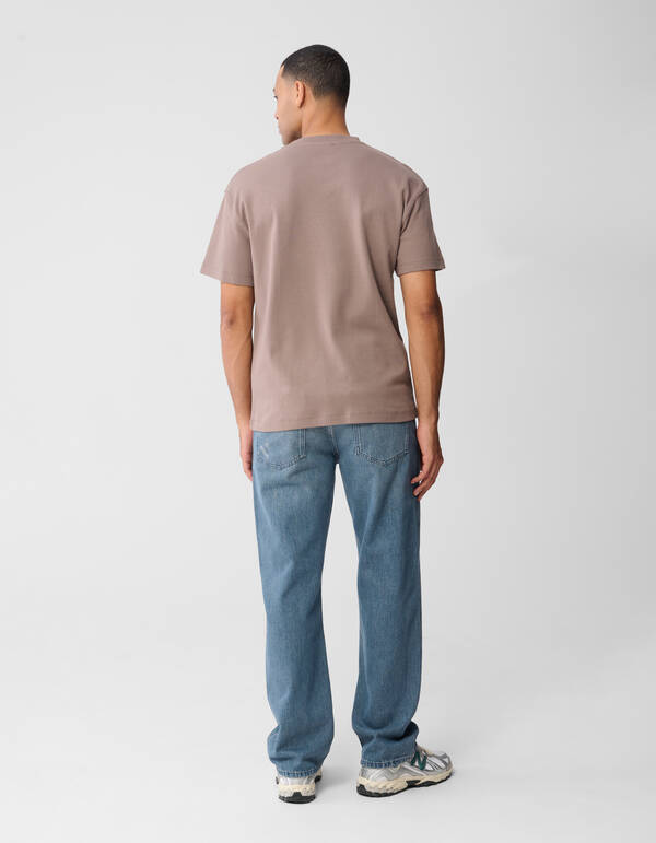 Structuur Badge T-shirt Lichtbruin SHOEBY MEN