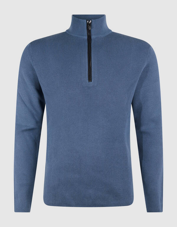 Half Zip Knit Trui Blauw SHOEBY MEN