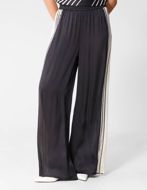Graphic Wide Leg Broek Zwart/Wit SHOEBY WOMEN