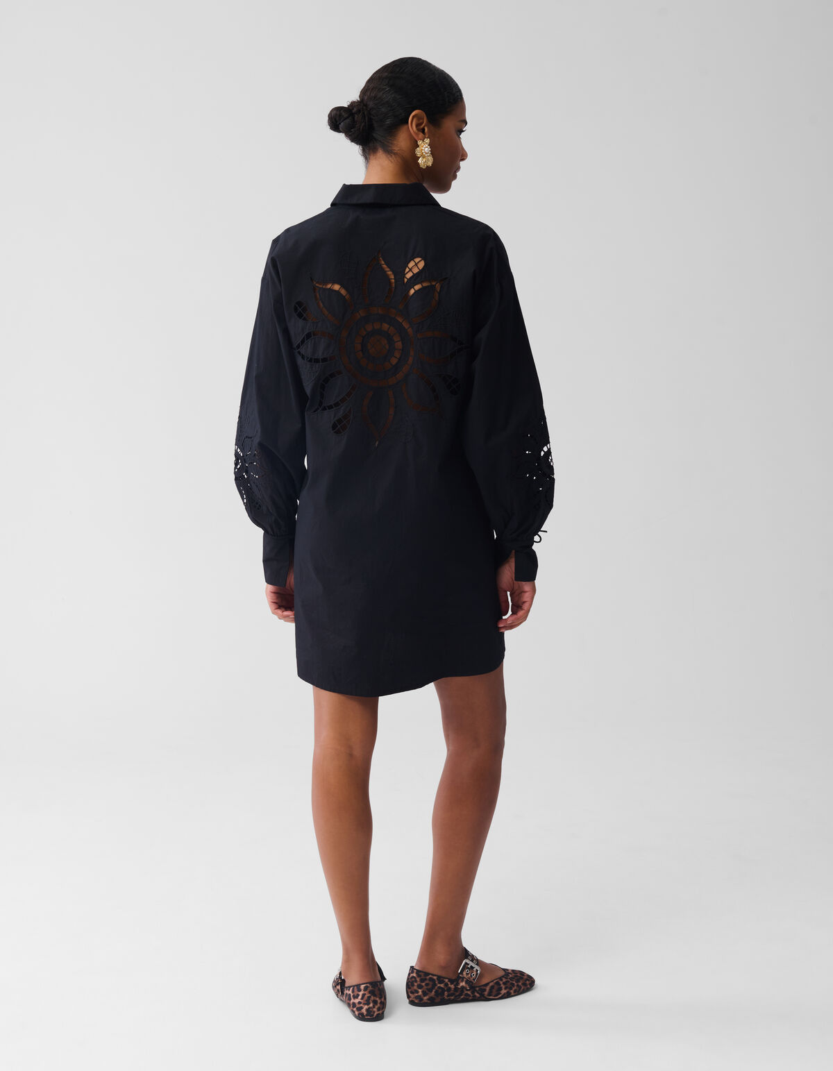 Embroidery Midi Jurk Zwart SHOEBY WOMEN