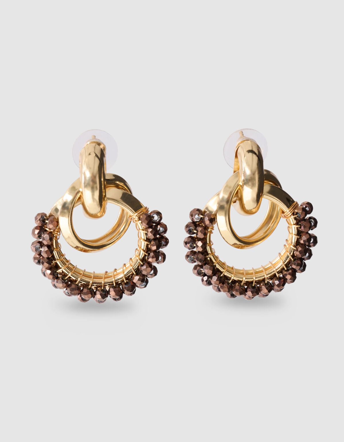 Beaded Oorbellen Goud/Bruin SHOEBY ACCESSOIRES