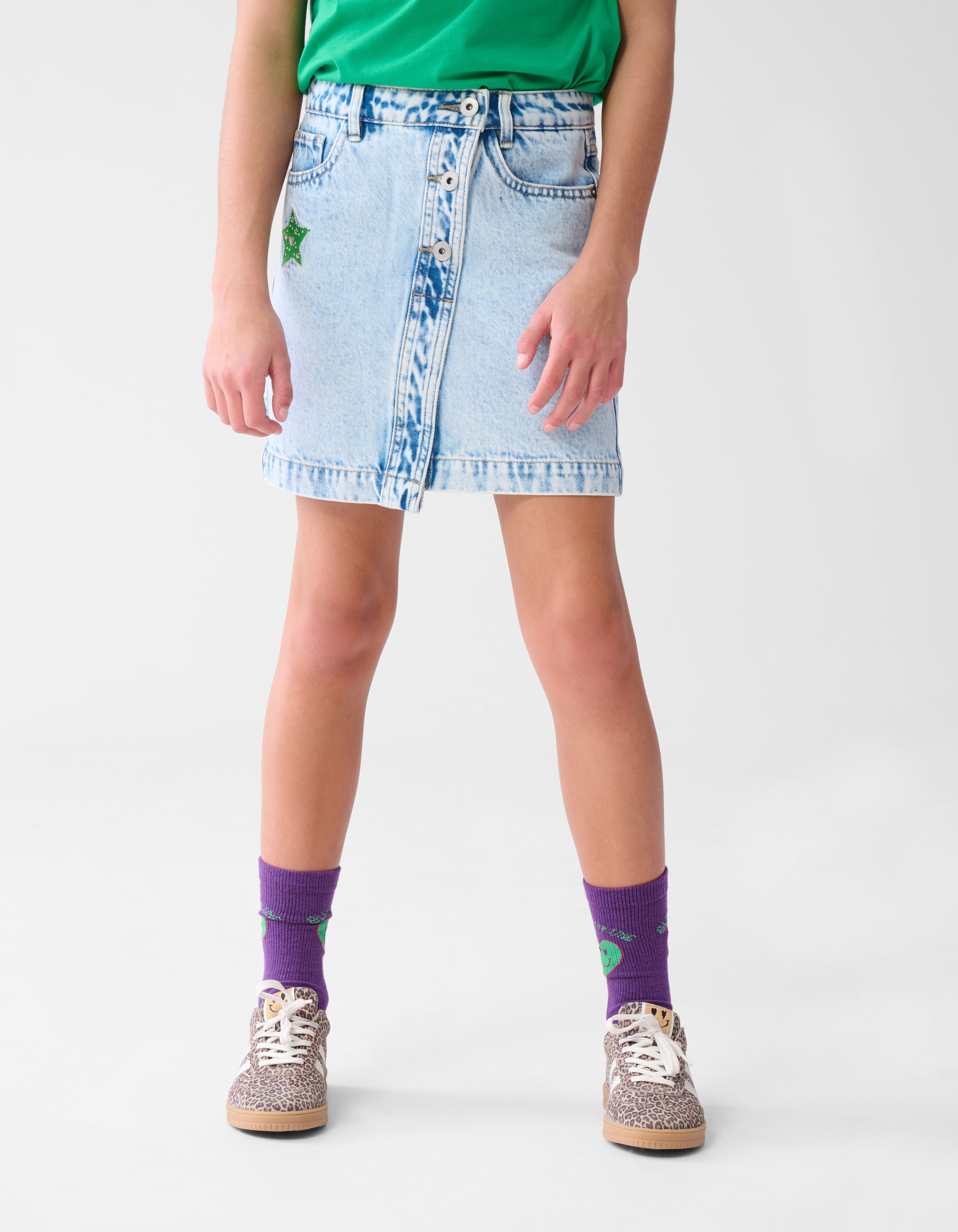 Embroidery Denim Rok Blauw SHOEBY GIRLS