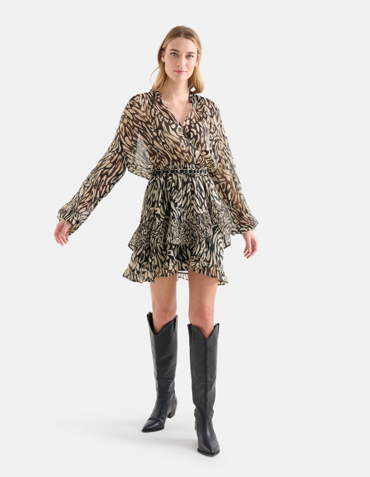 Leopard Print Jurk Zwart SHOEBY WOMEN