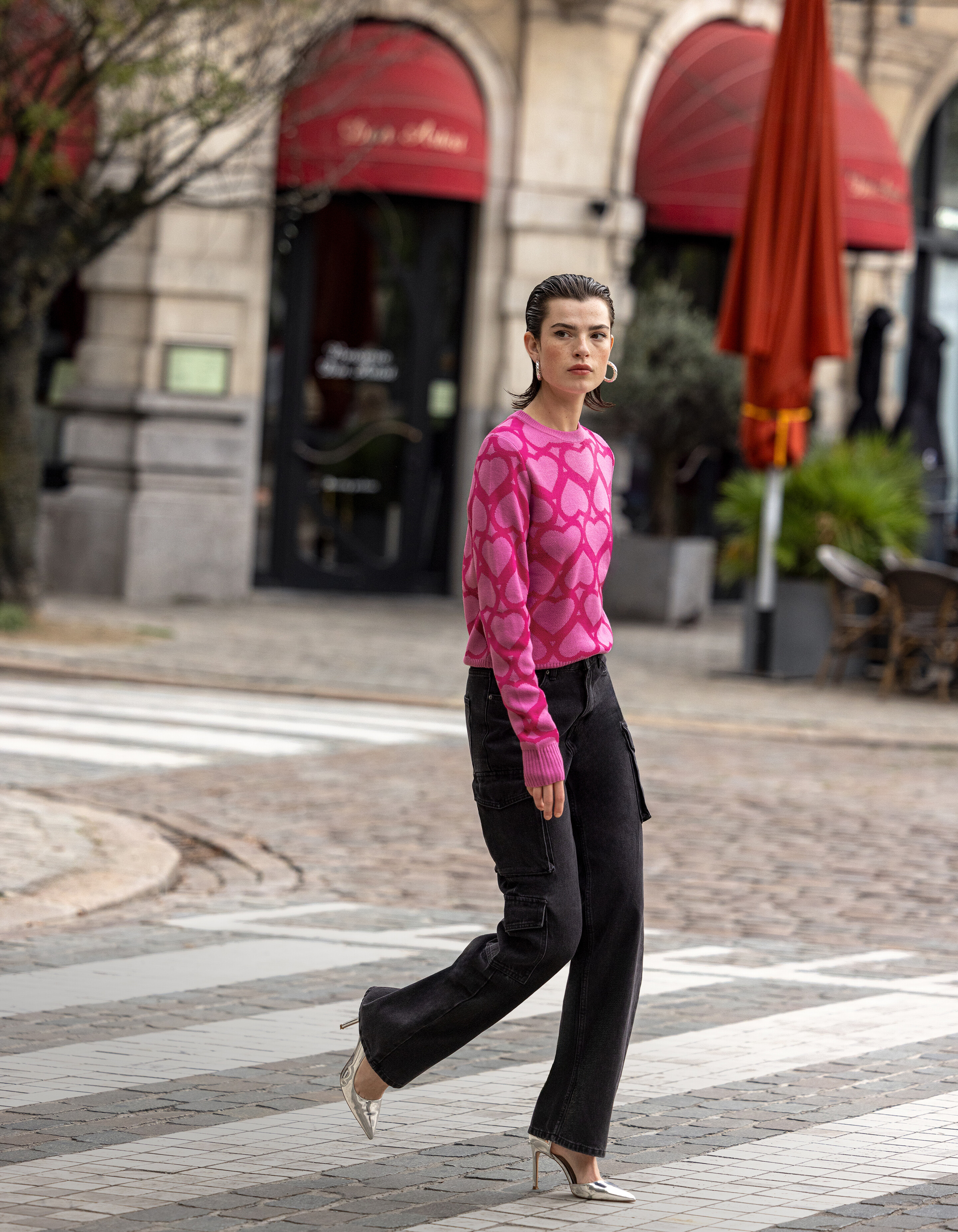 Printed Jacquard Trui Roze SHOEBY WOMEN