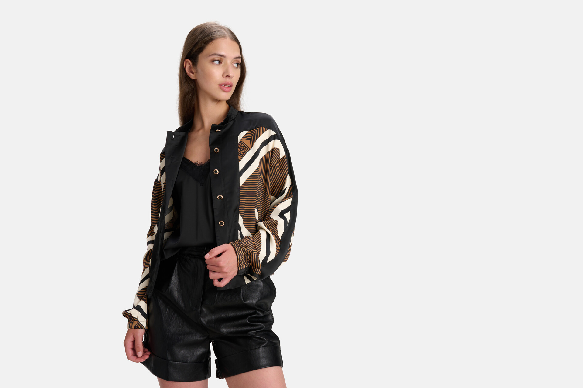 Grafische Print Bomber Bruin SHOEBY WOMEN