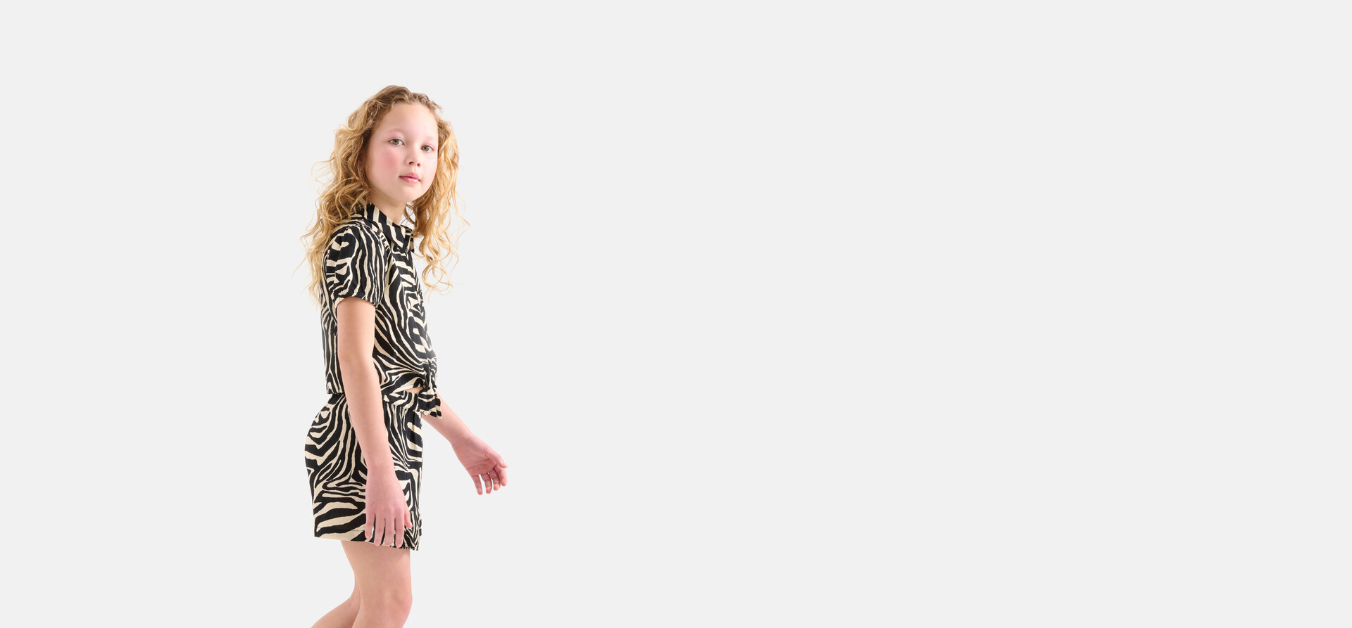 Zebra Blouse Zwart/Gebroken Wit SHOEBY GIRLS