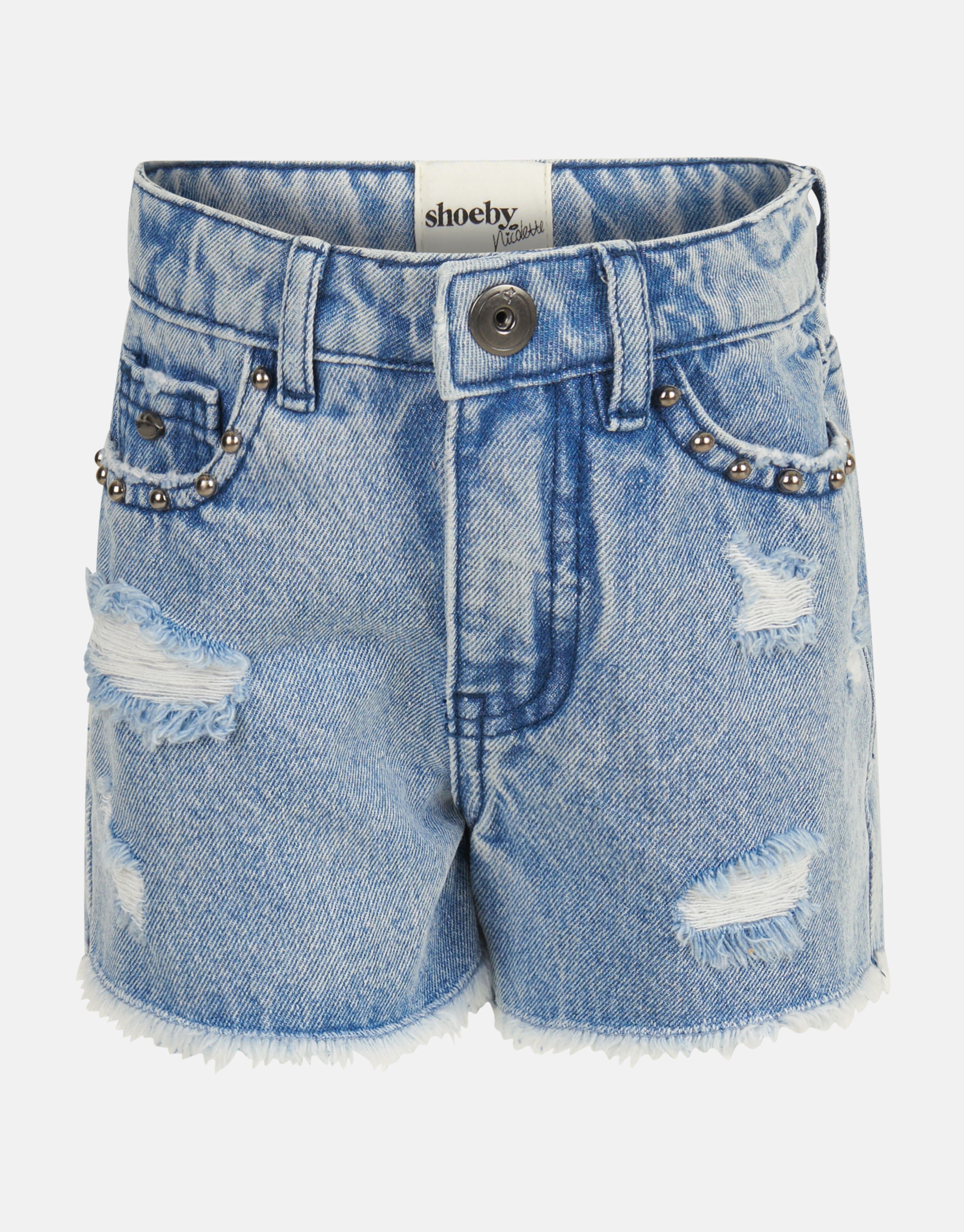 Destroyed Denim Short Blauw By Nicolette SHOEBY GIRLS