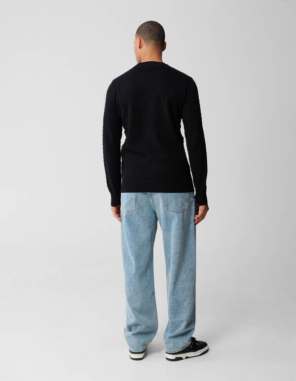 Structuur Gebreide Trui Zwart SHOEBY MEN