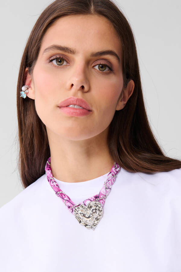 Bandana Puffed Heart Ketting Paars SHOEBY ACCESSOIRES