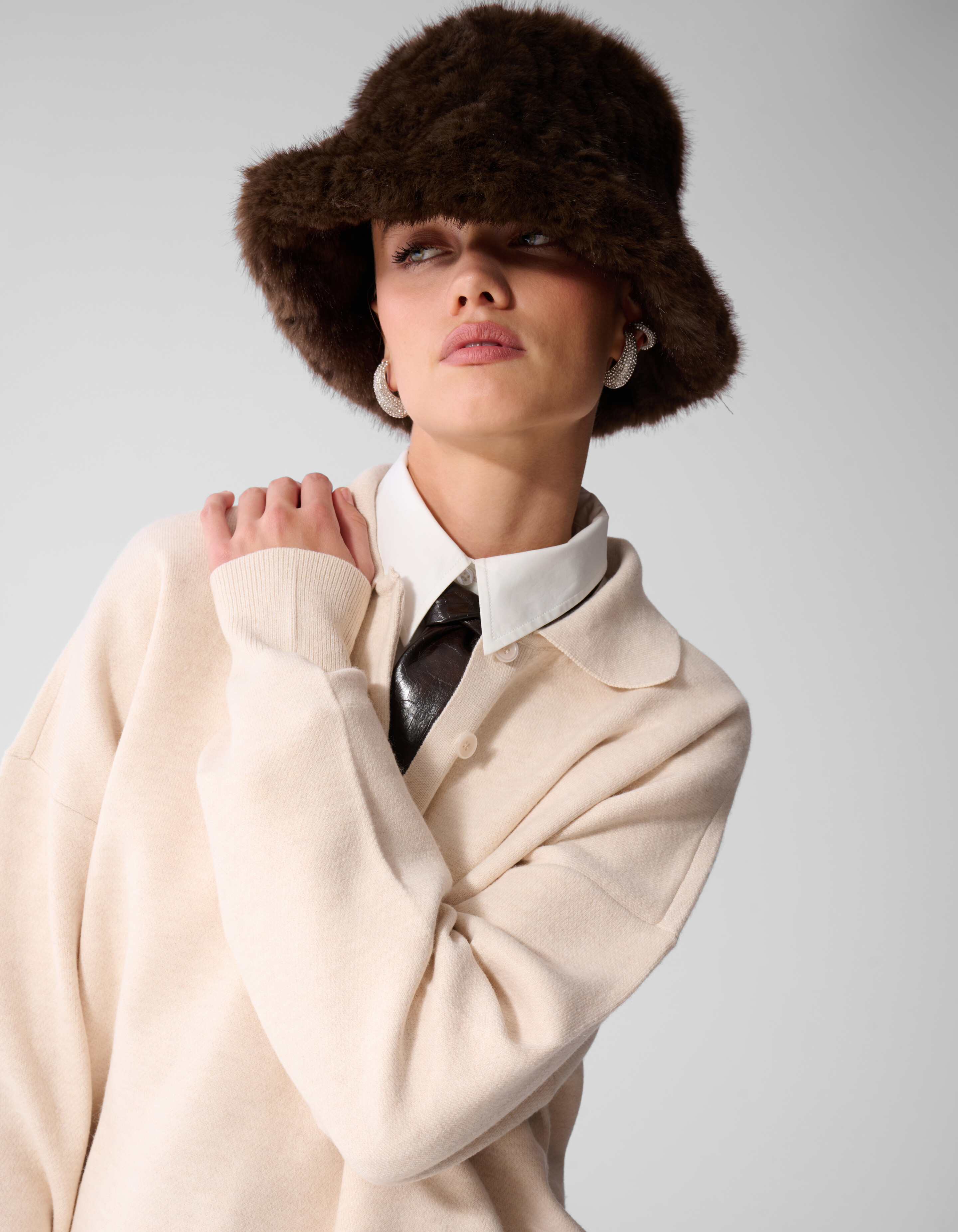 Oversized Polo Gebreide Trui Ecru SHOEBY WOMEN