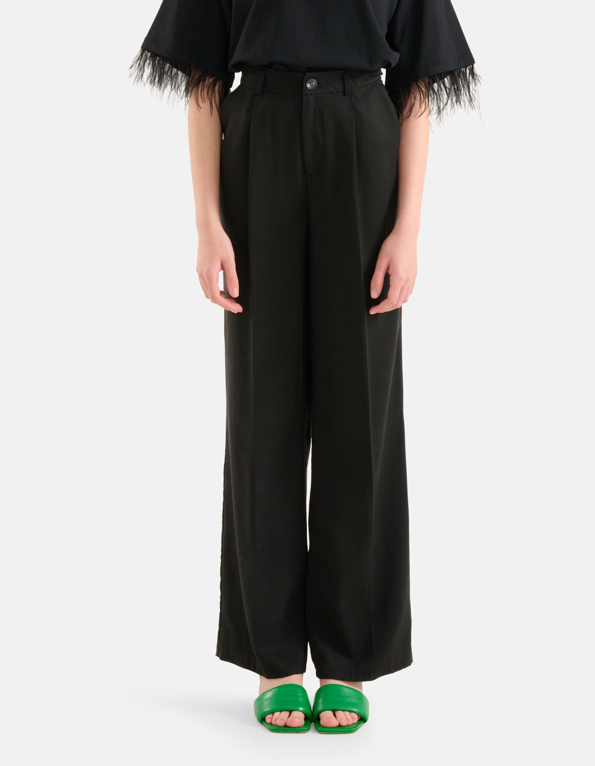 Wide Leg Broek Zwart SHOEBY WOMEN