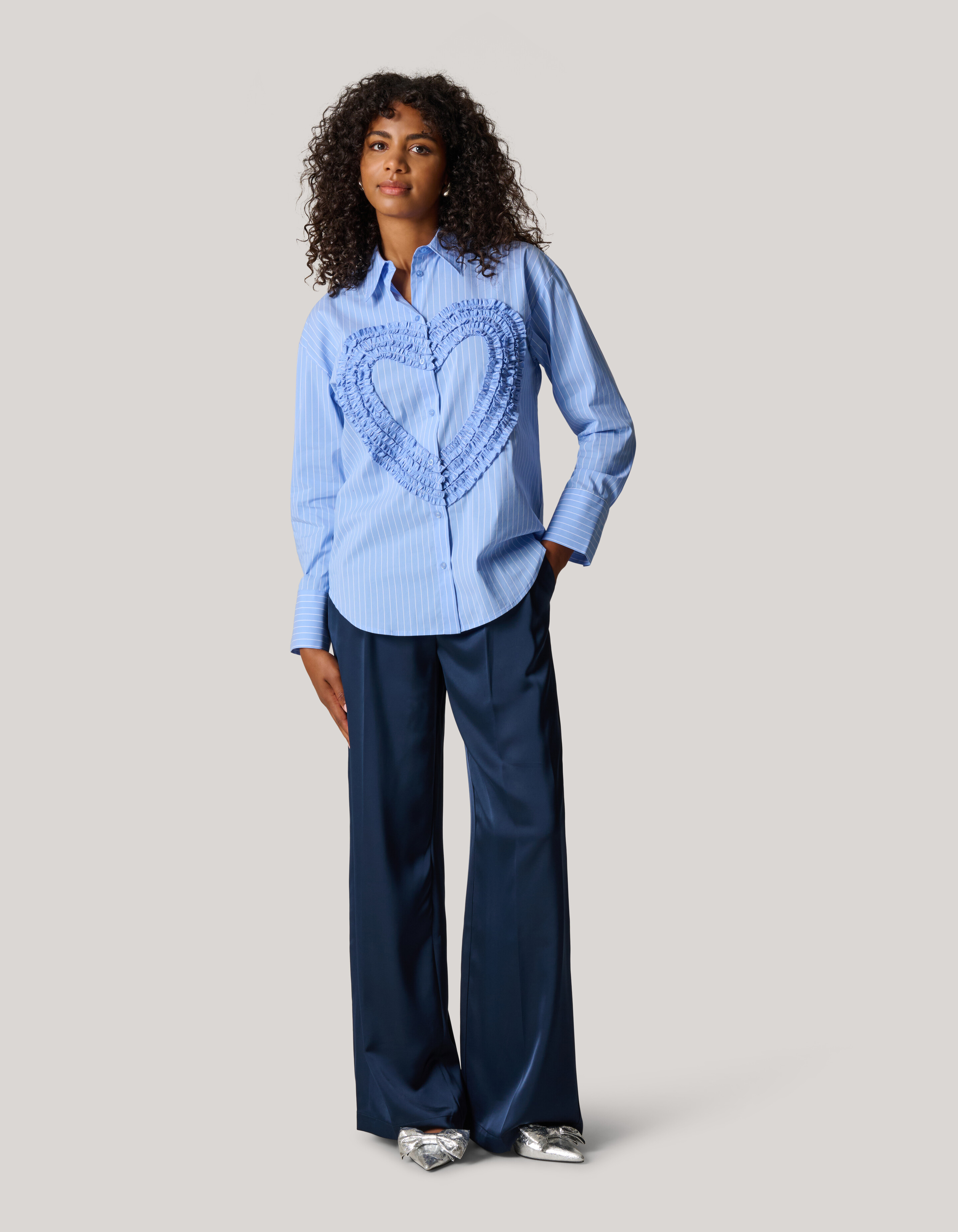 Heart Ruffle Blouse Blauw SHOEBY WOMEN