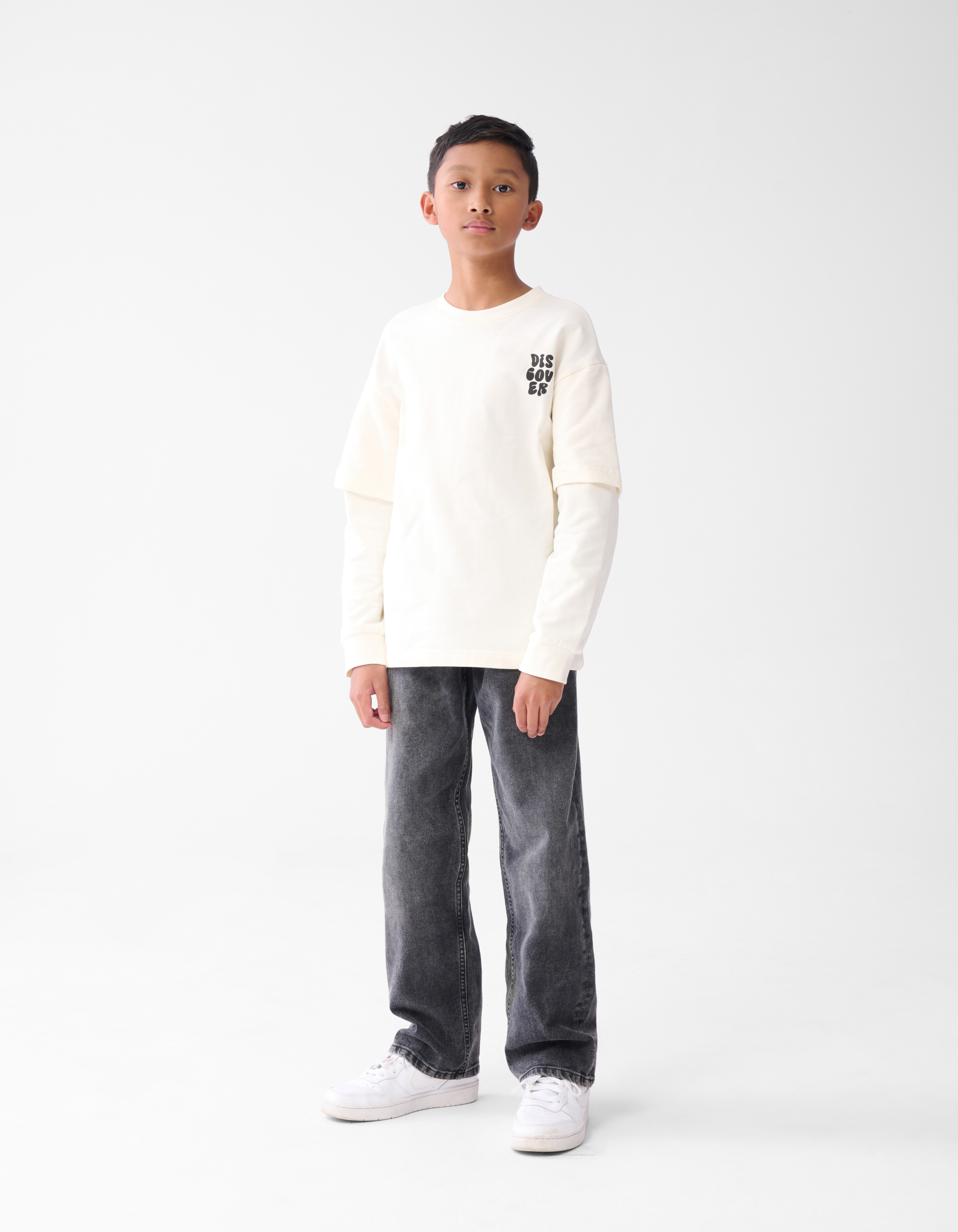 Artwork Longsleeve T-shirt Gebroken Wit SHOEBY BOYS