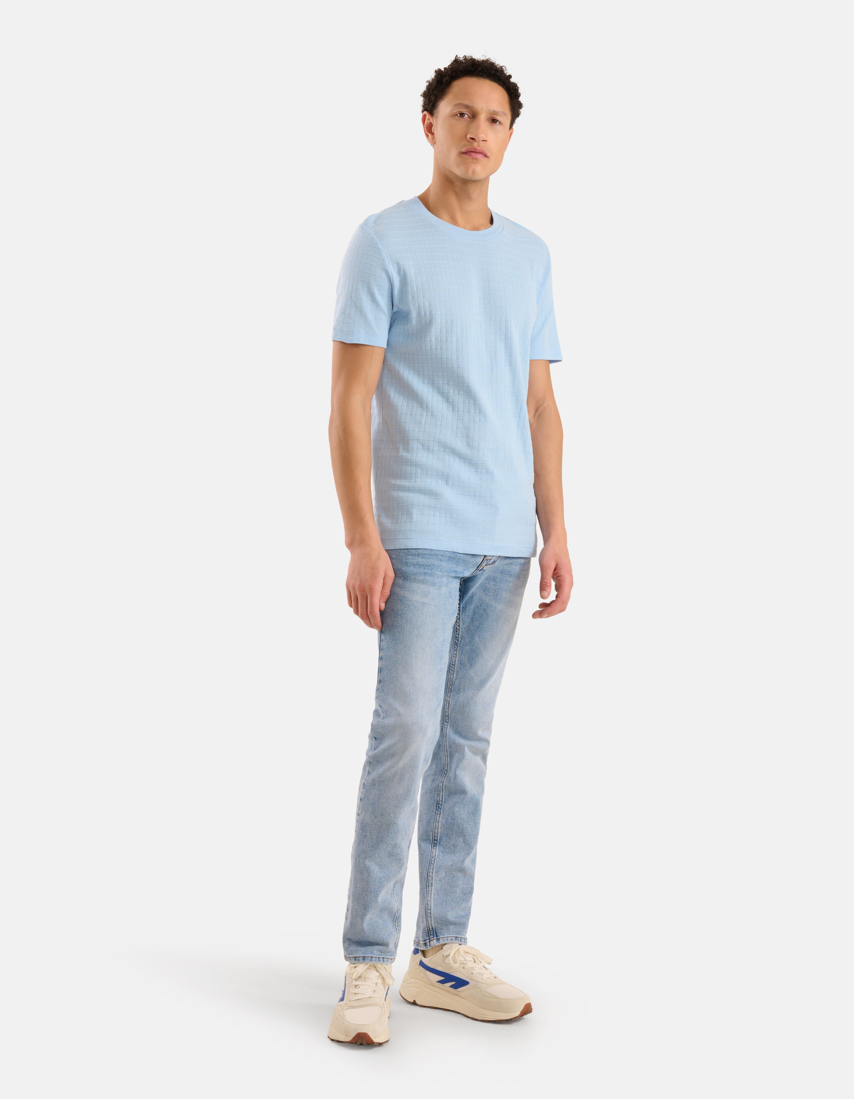 Structuur T-shirt Lichtblauw SHOEBY MEN
