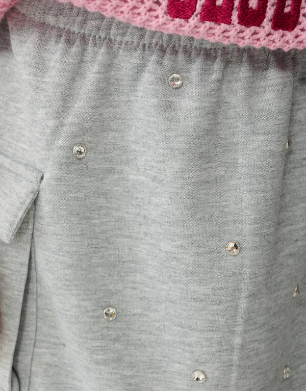 Strass Cargo Mini Rok Lichtgrijs SHOEBY GIRLS
