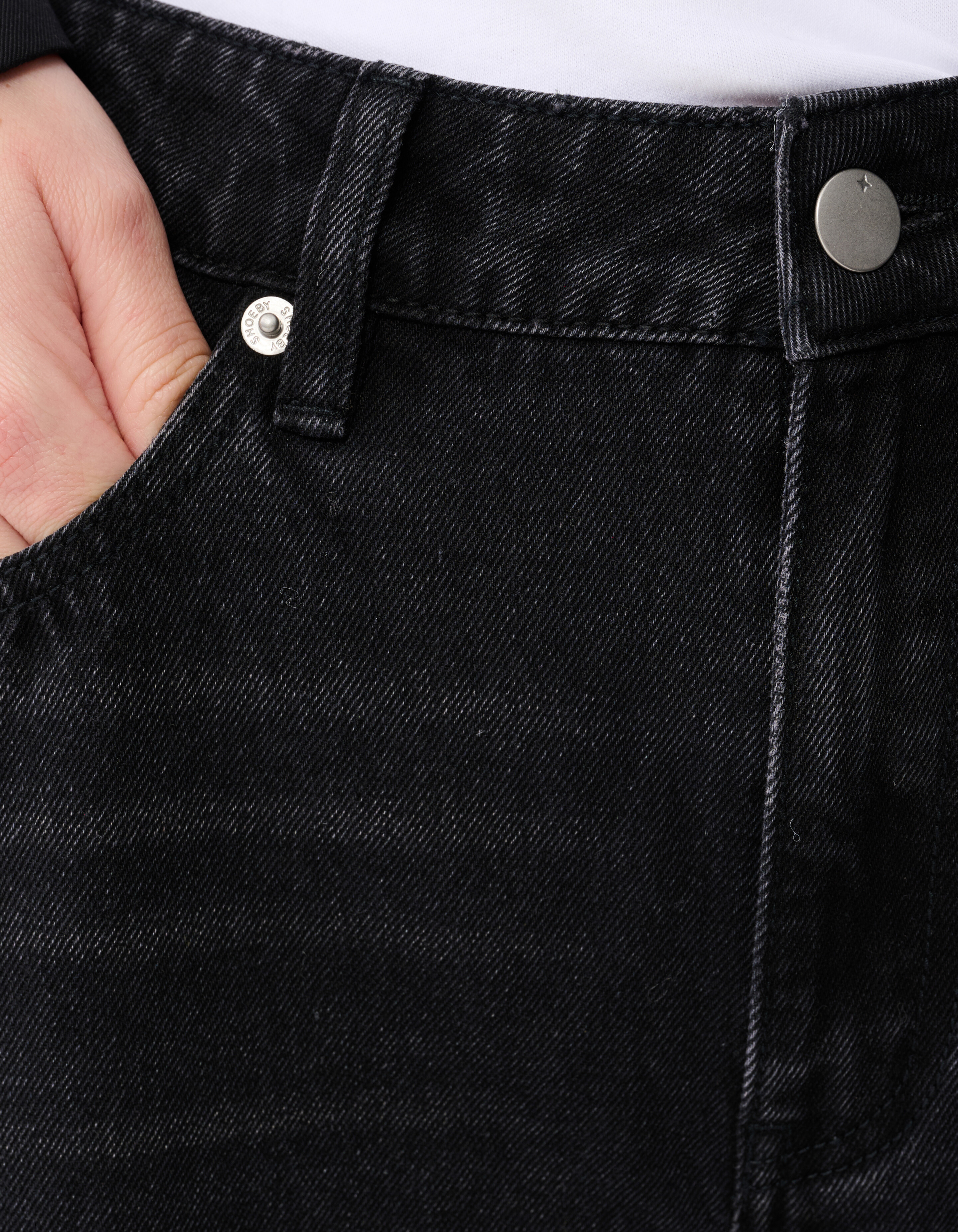 Baggy Fit Jeans Donkergrijs SHOEBY WOMEN