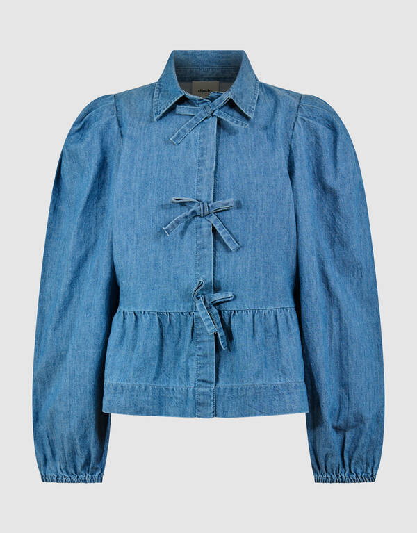 Denim Strik Blouse Blauw SHOEBY GIRLS