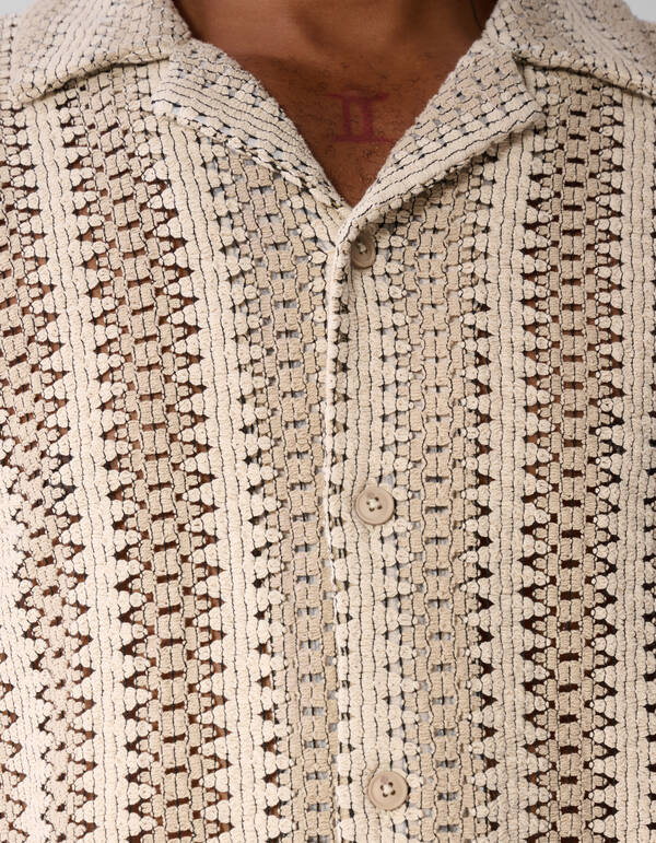 Stripe Crochet Overshirt Zand SHOEBY MEN