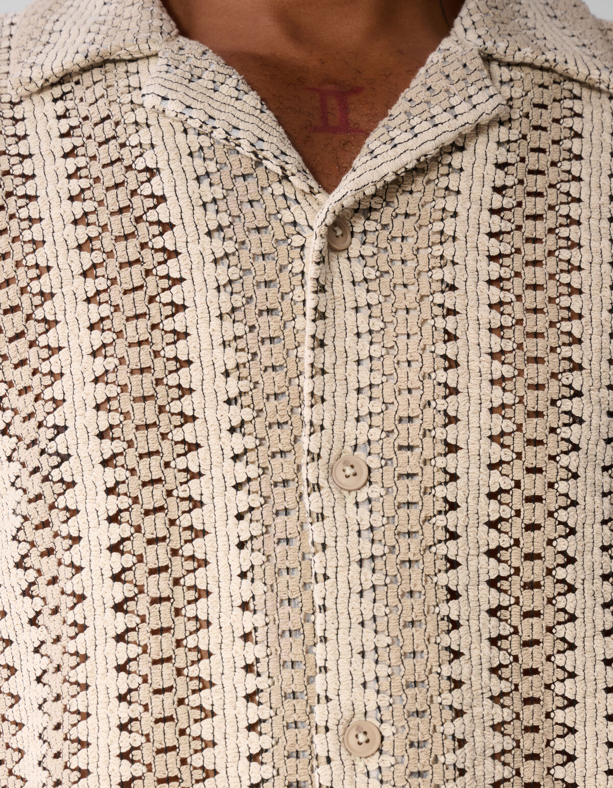 Stripe Crochet Overshirt Zand SHOEBY MEN