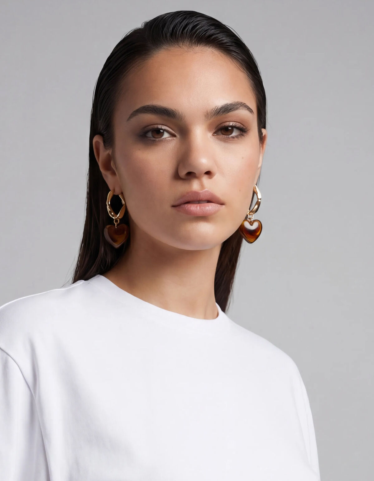 Heart Hoop Oorbellen Bruin SHOEBY ACCESSOIRES