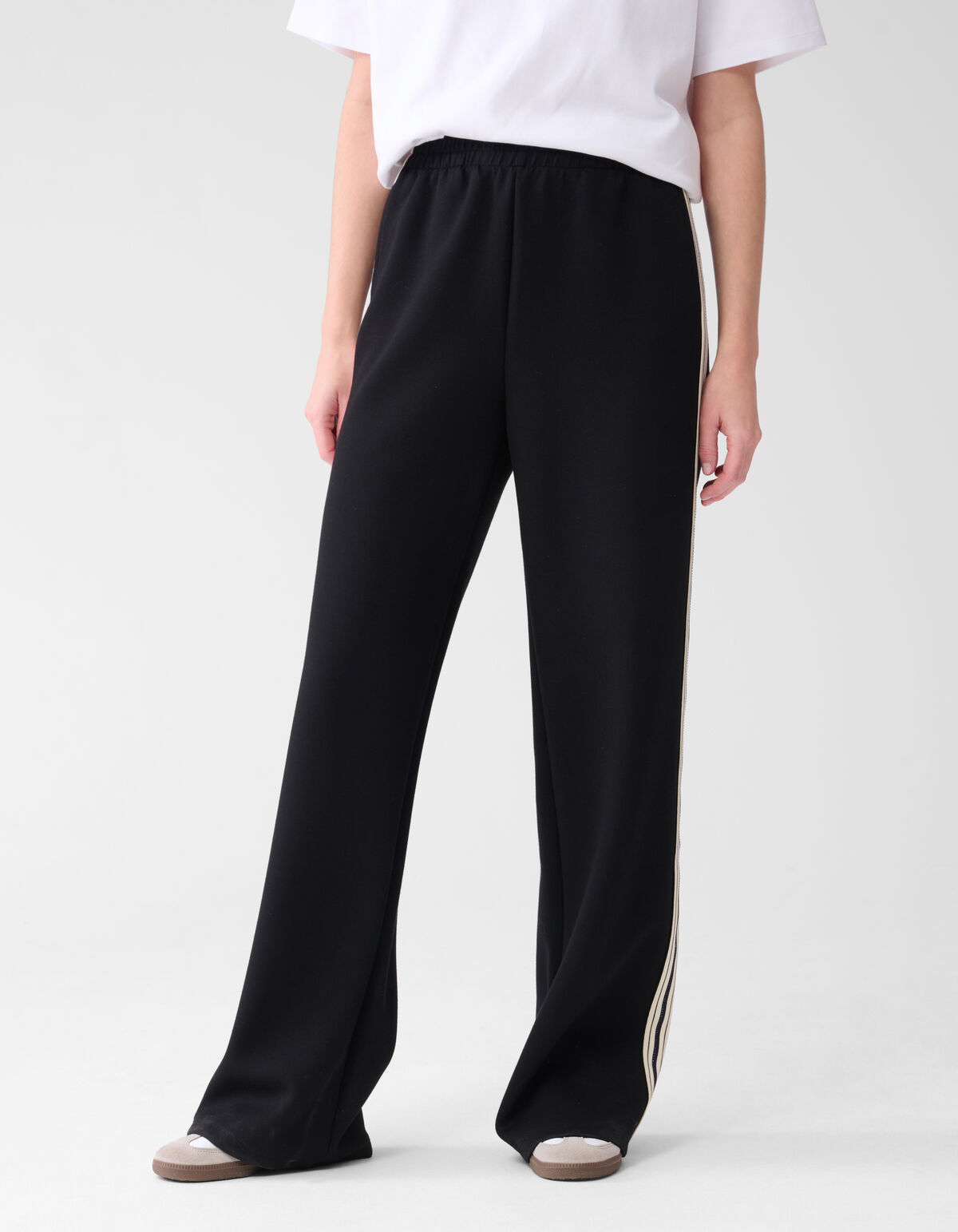 Sporty Wide Leg Broek Zwart SHOEBY WOMEN