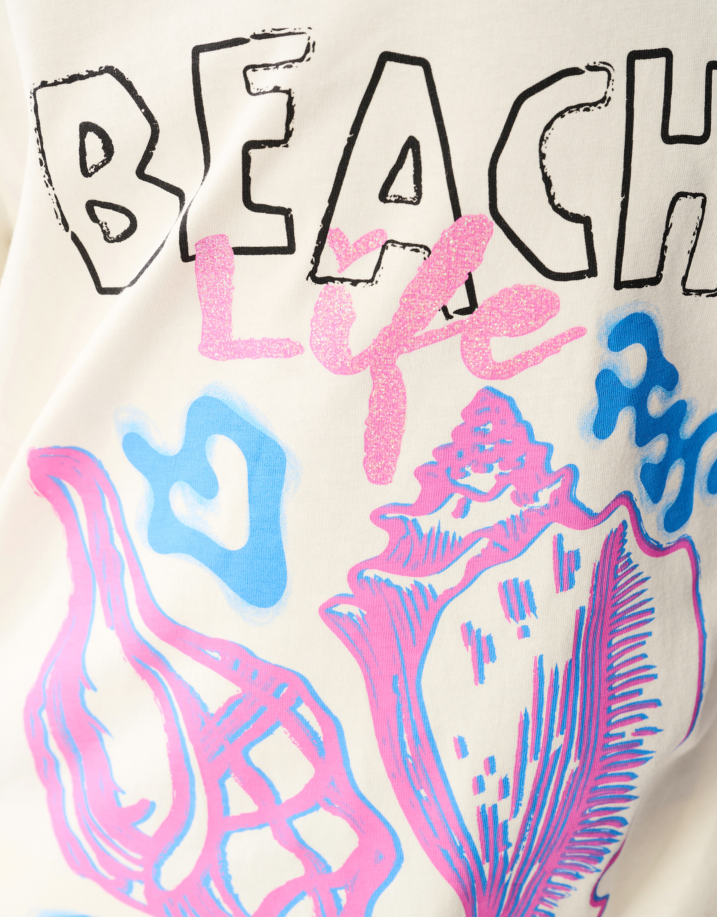 Beach Artwork T-shirt Gebroken Wit SHOEBY GIRLS