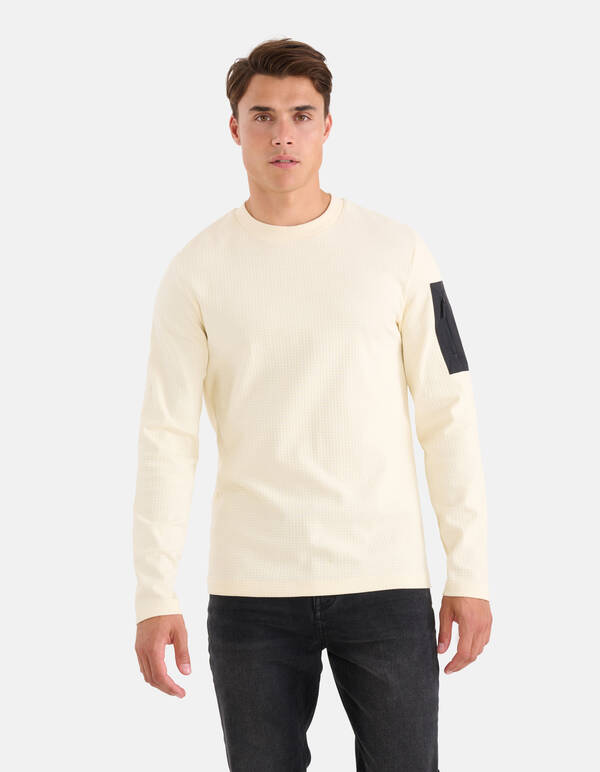 Jersey Structuur Longsleeve Gebroken Wit SHOEBY MEN