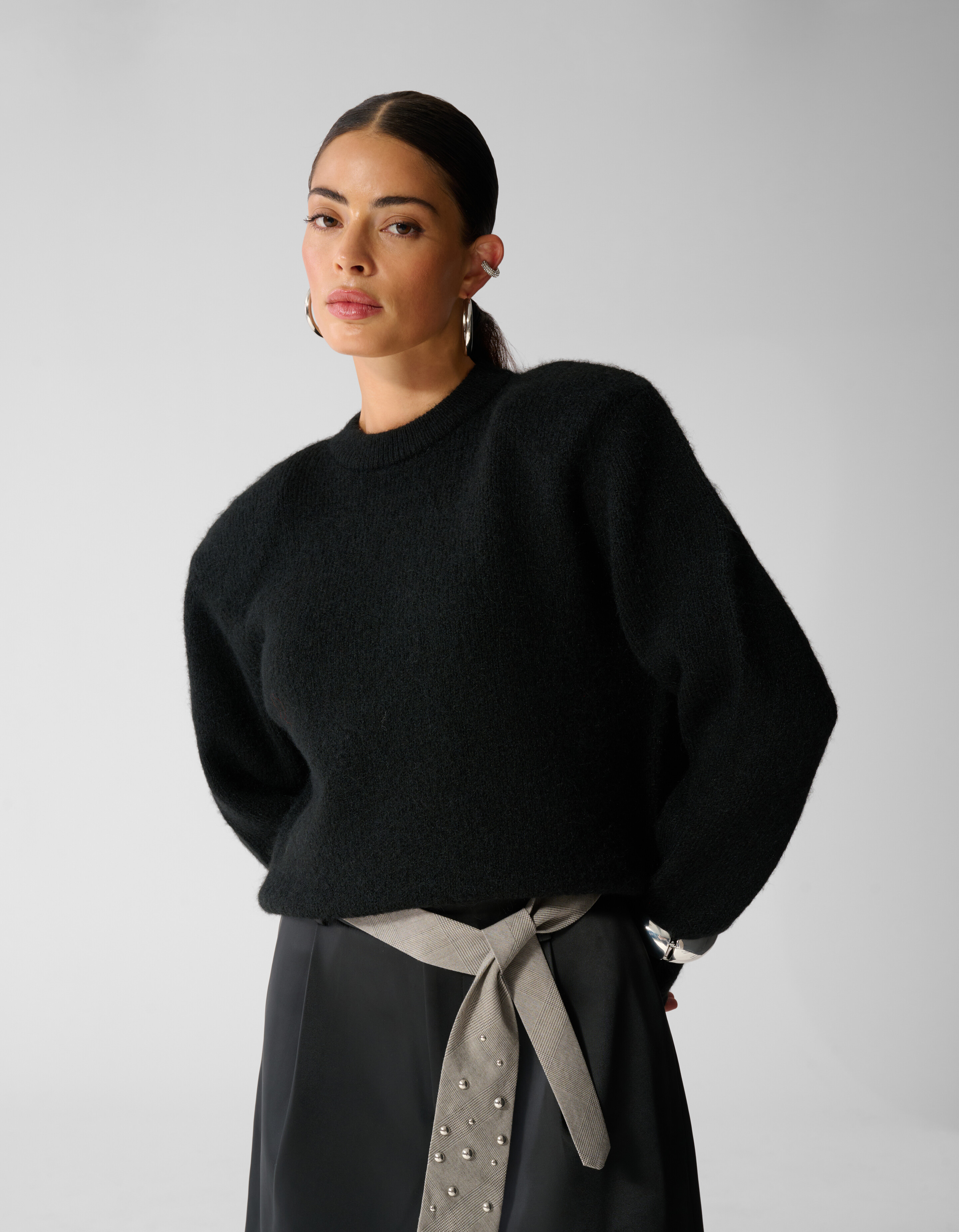 Shoulder Crew Gebreide Trui Zwart SHOEBY WOMEN