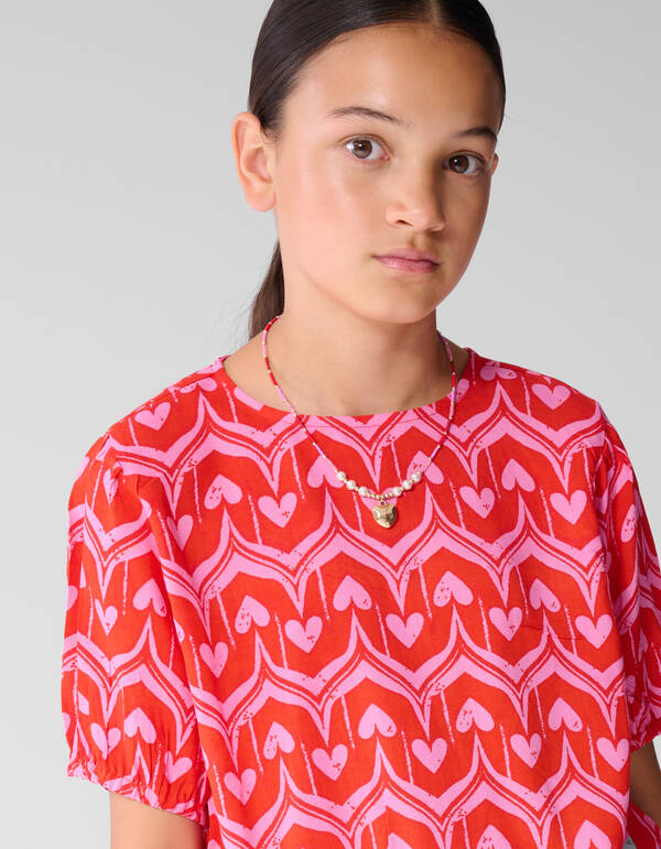 Heart Print Top Roze/Rood SHOEBY GIRLS