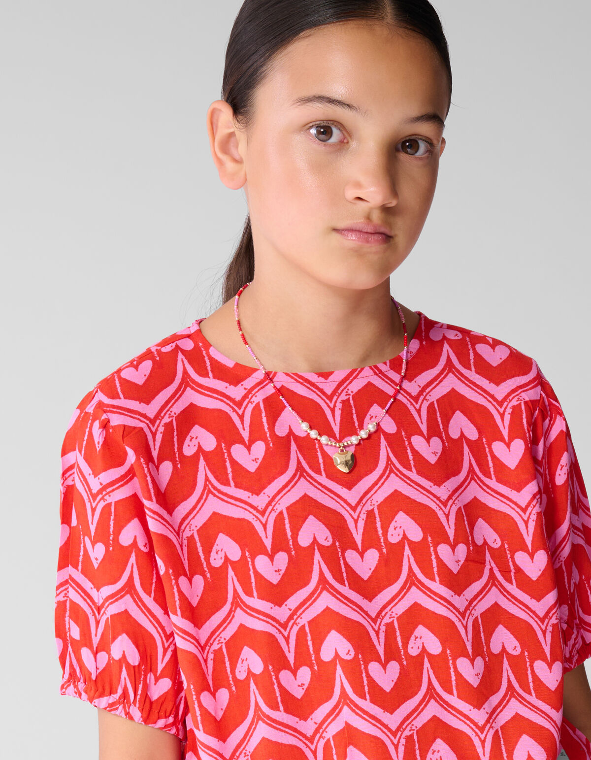 Heart Print Top Roze/Rood SHOEBY GIRLS
