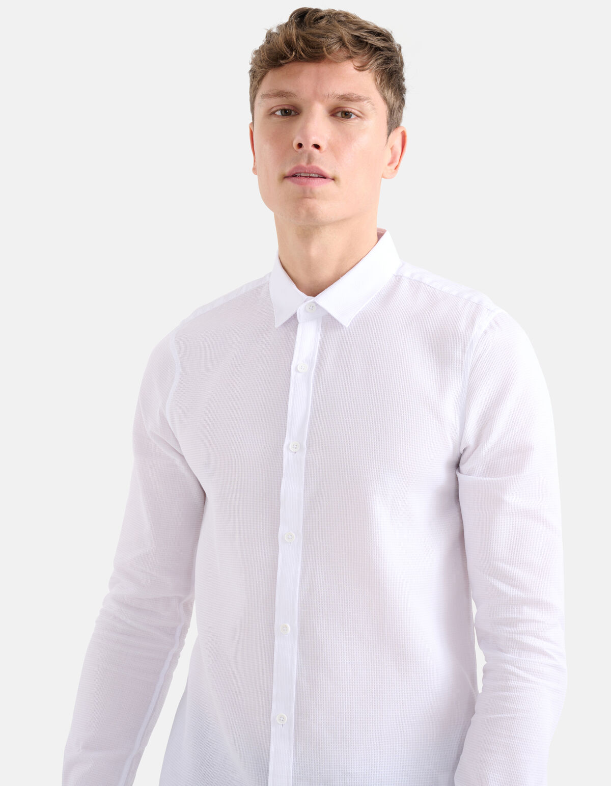 Waffle Overhemd Wit SHOEBY MEN