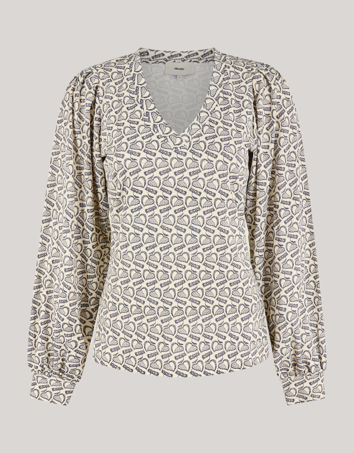 Printed Rib Jersey Top Gebroken Wit SHOEBY WOMEN