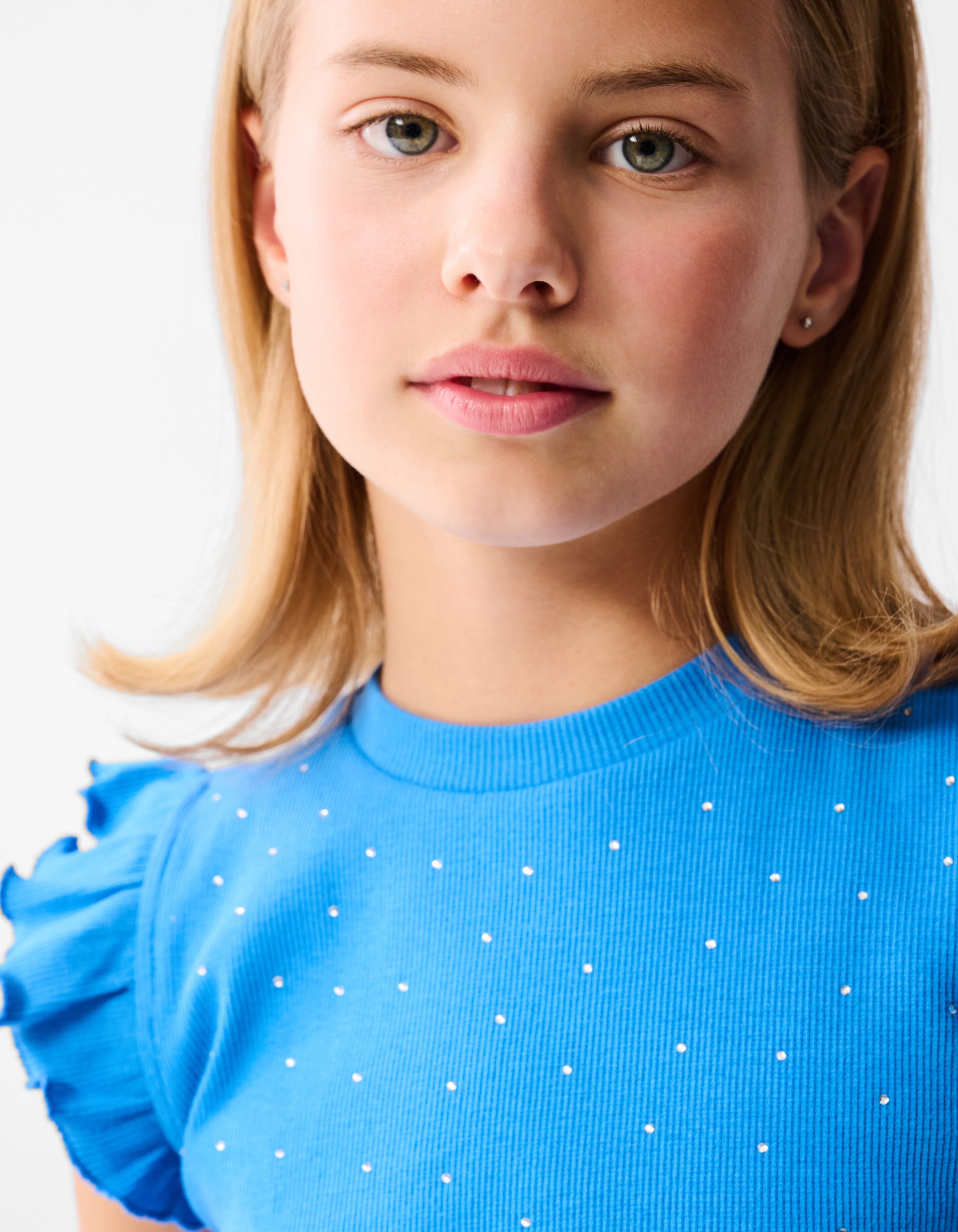 Strass Ruffle Top Blauw SHOEBY GIRLS