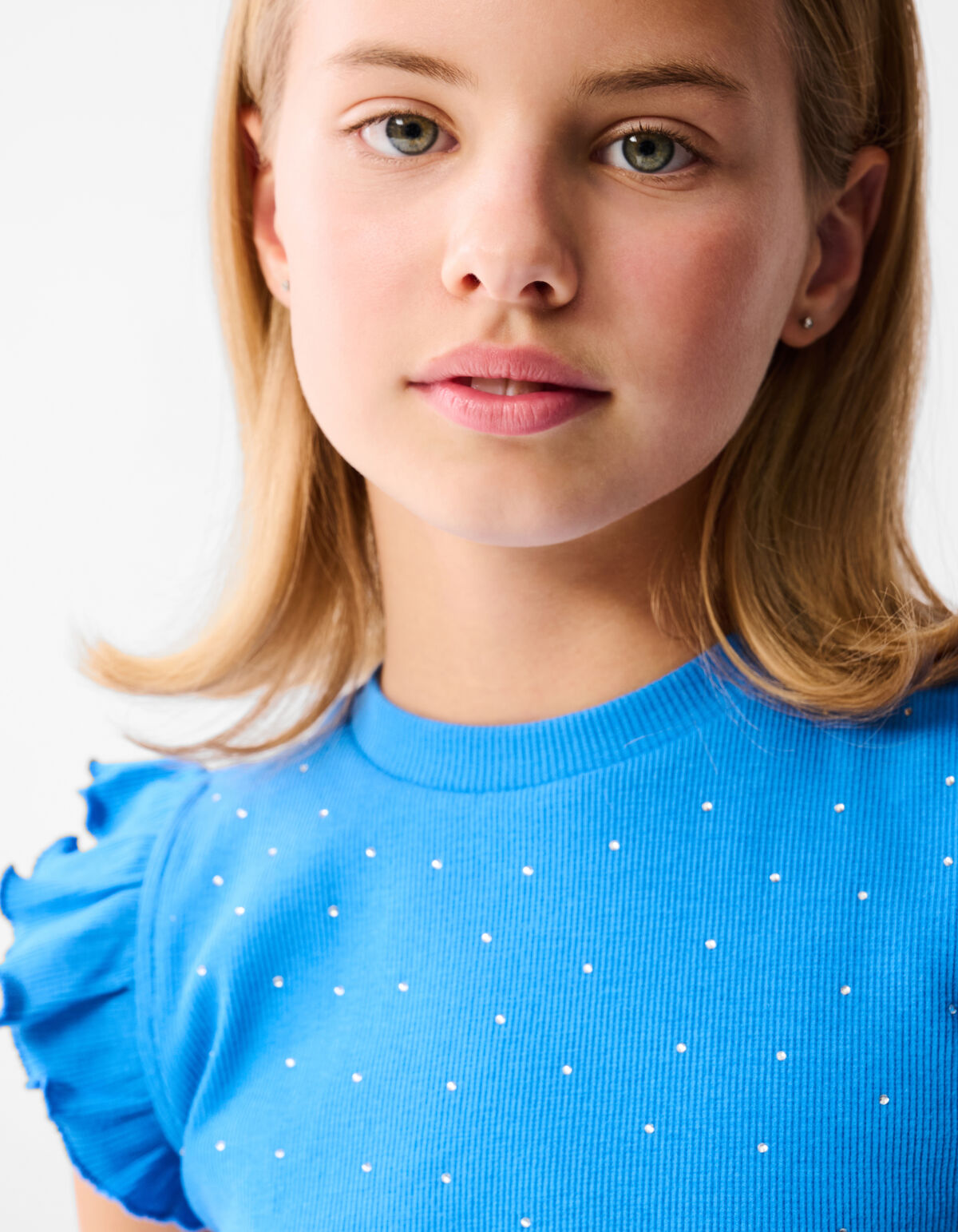 Strass Ruffle Top Blauw SHOEBY GIRLS