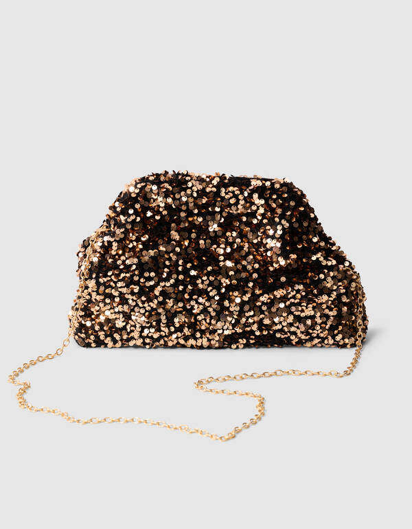 Sequin Clutch Donkerbruin SHOEBY ACCESSOIRES