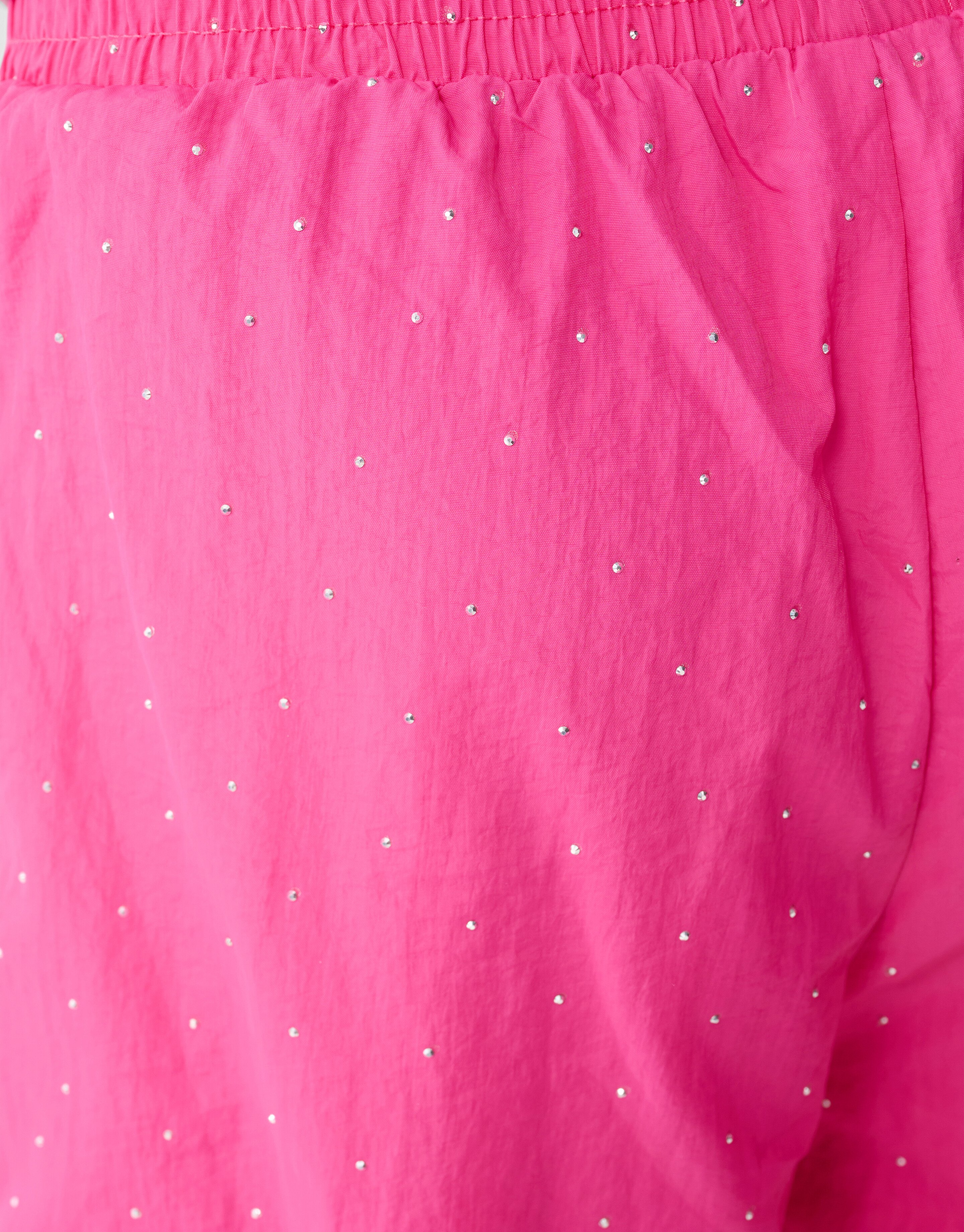 Strass Sporty Wide Leg Fit Broek Roze SHOEBY GIRLS