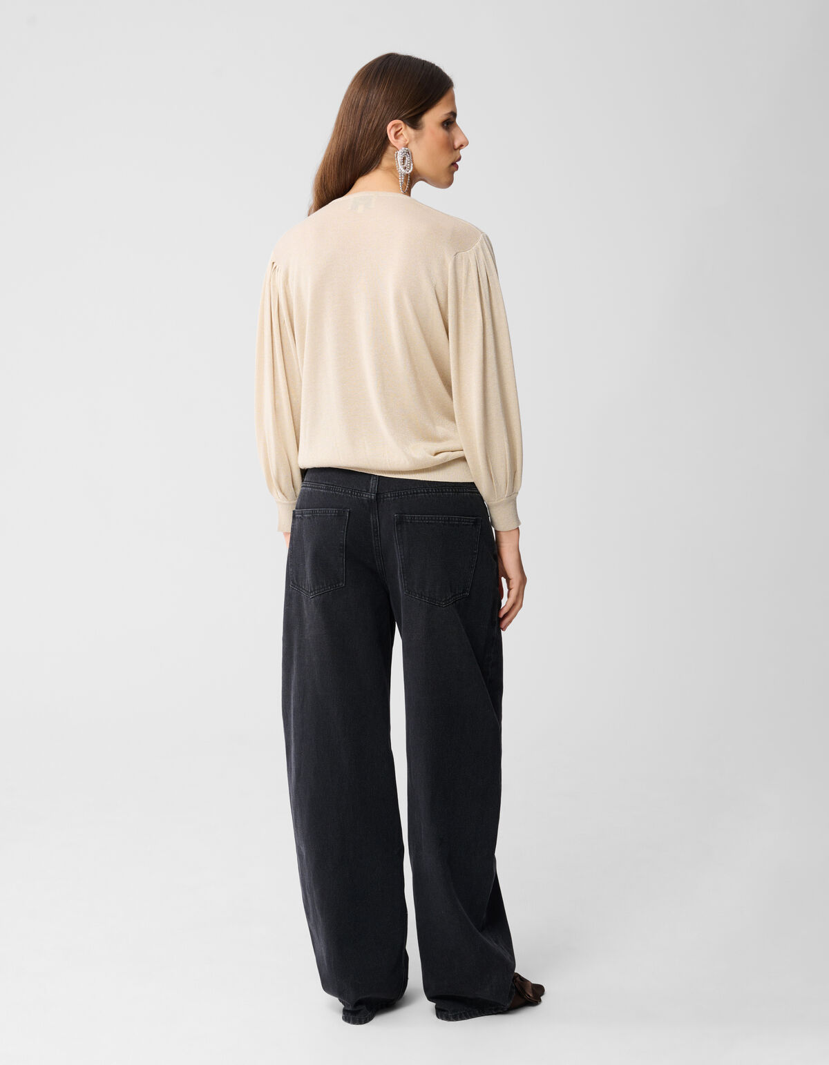 Glitter V-hals Trui Zand SHOEBY WOMEN