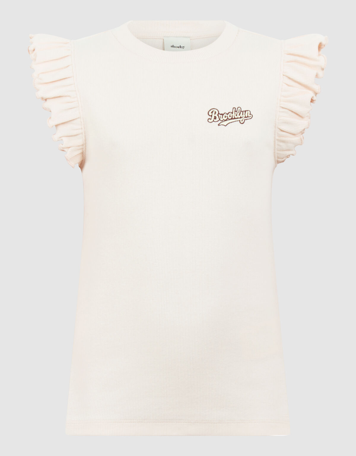 Brooklyn Ruffle Rib Top Gebroken Wit SHOEBY GIRLS