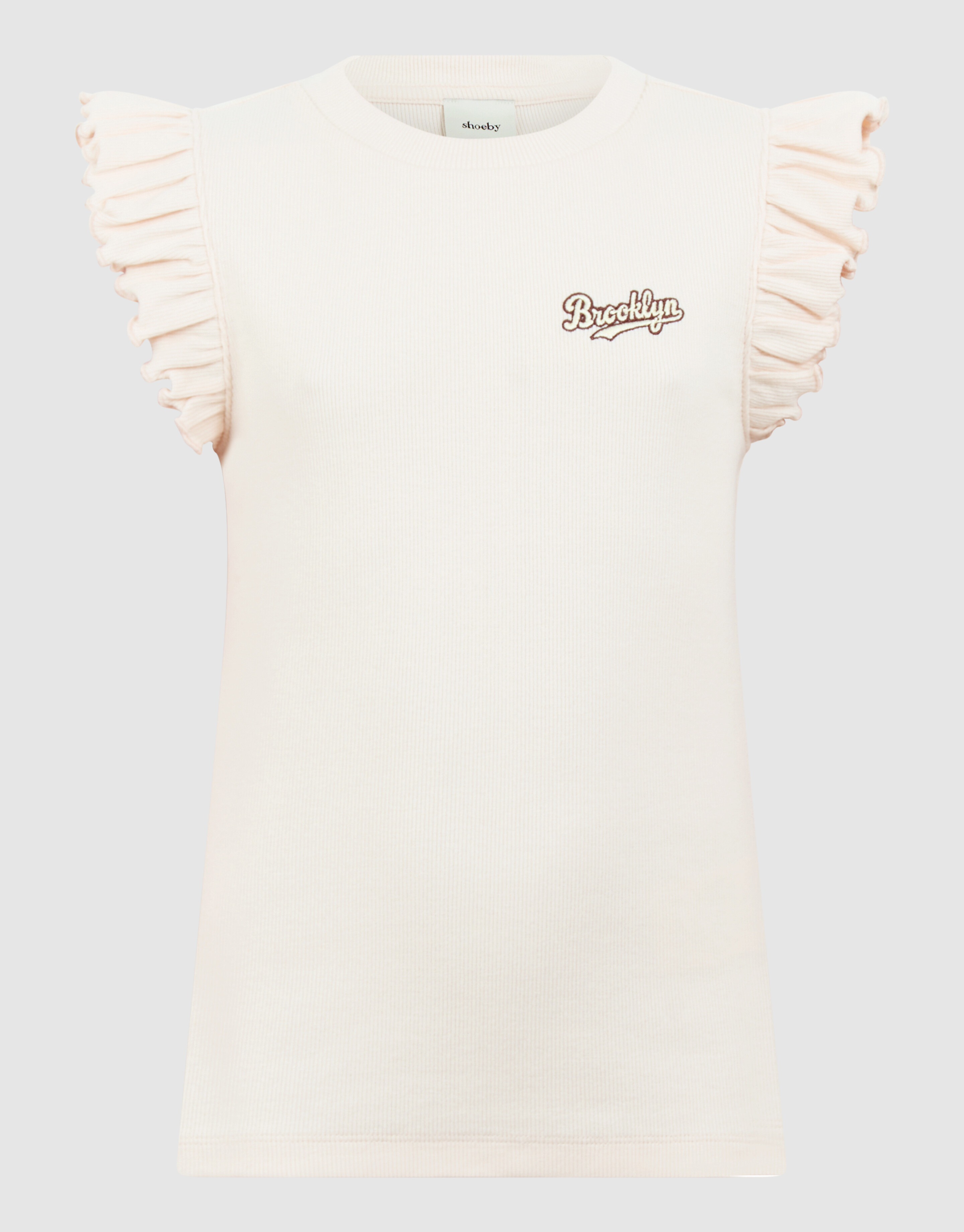 Brooklyn Ruffle Rib Top Gebroken Wit SHOEBY GIRLS