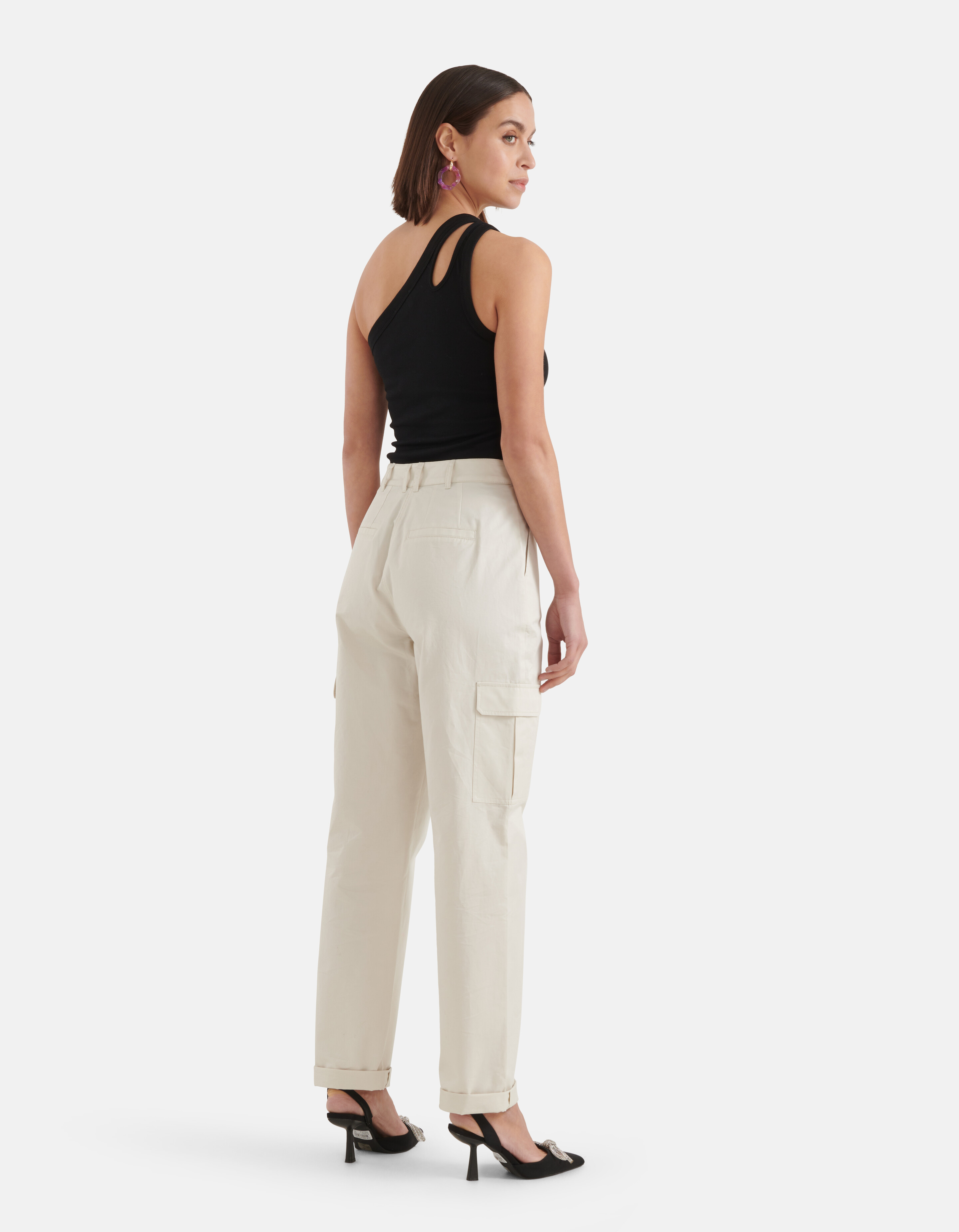 Asymmetrische Cut Out Top Zwart SHOEBY WOMEN