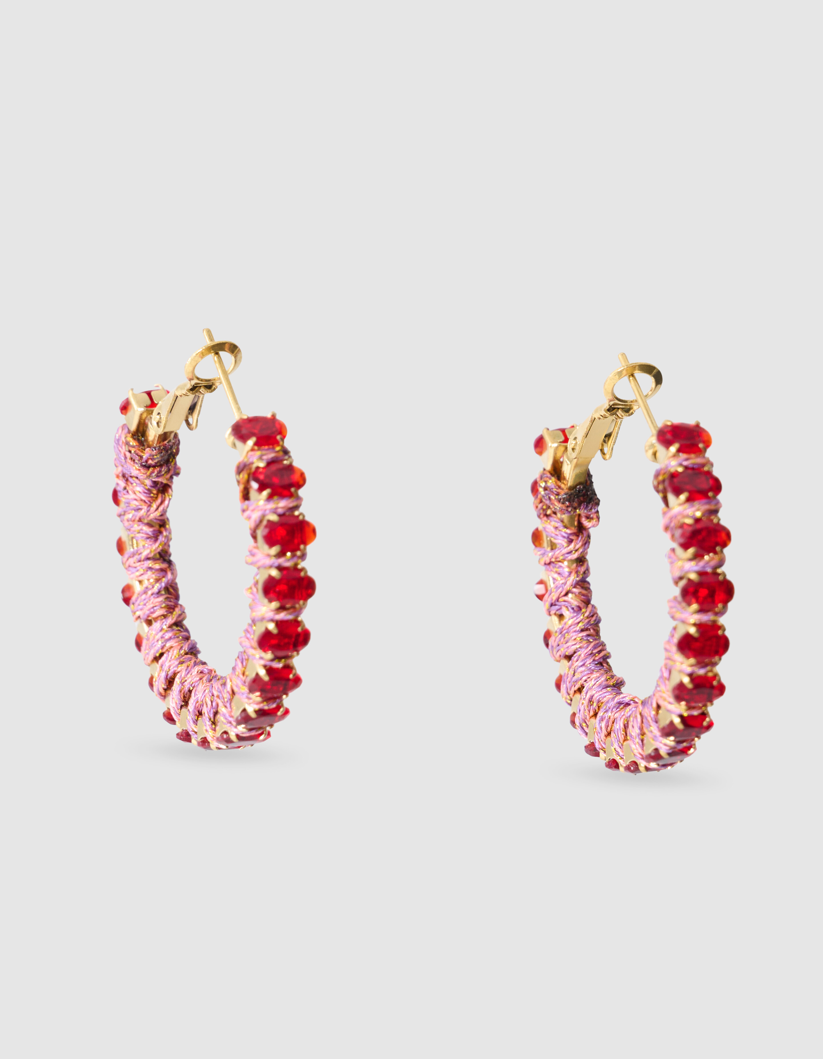 Strass Hoop Oorbellen Goud/Rood SHOEBY ACCESSOIRES