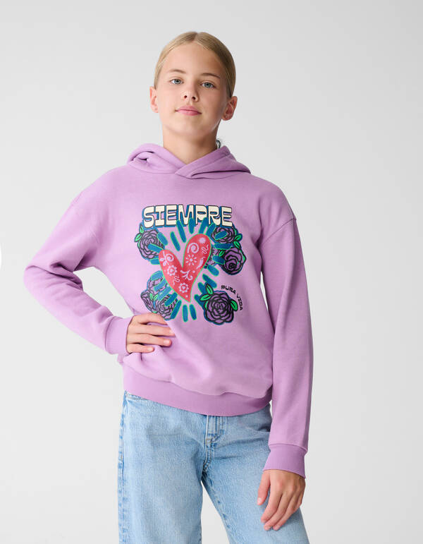 Rose Artwork Hoodie Paars SHOEBY GIRLS