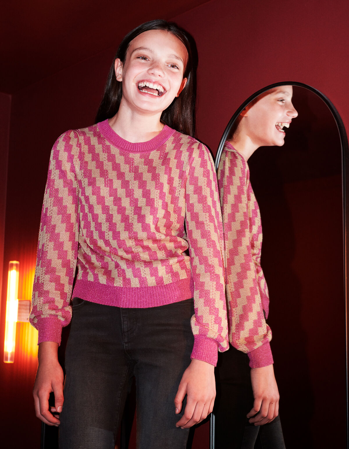 Jacquard Trui Goud SHOEBY GIRLS