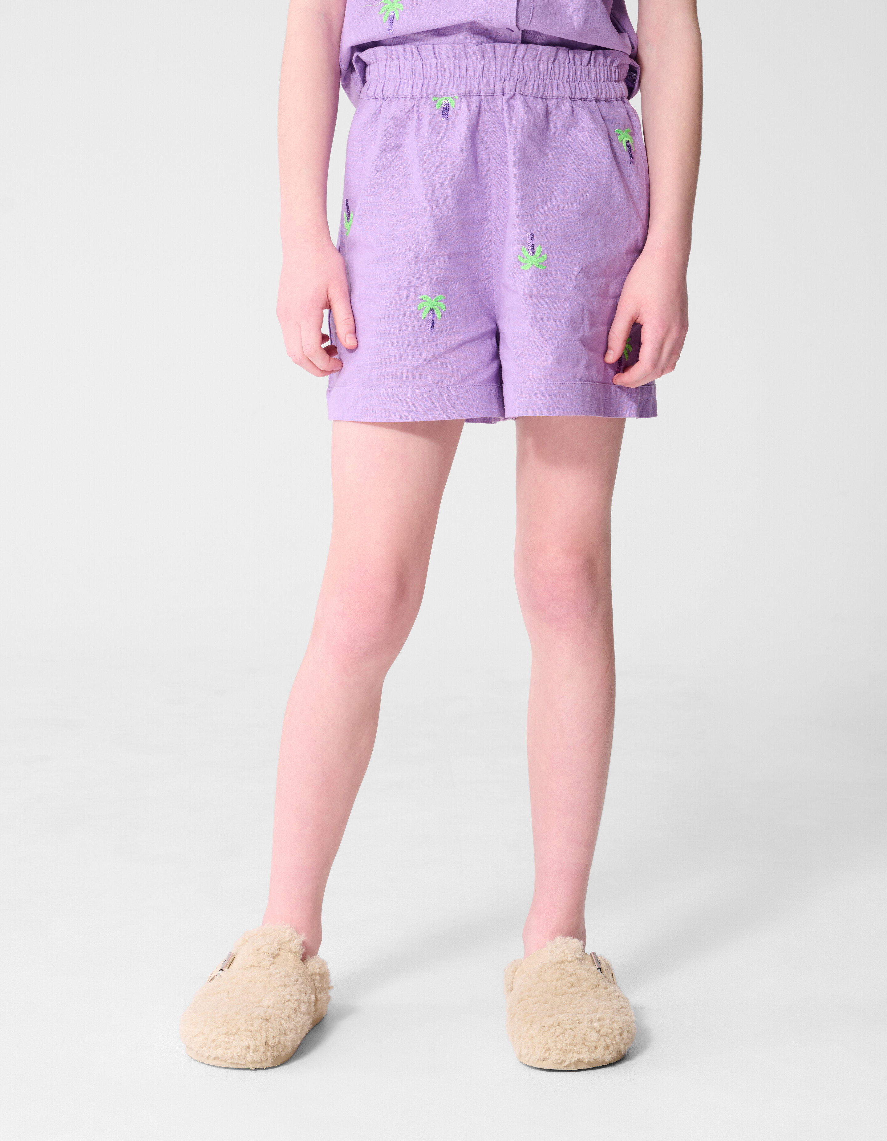 Palm Tree Embroidery Short Paars SHOEBY GIRLS