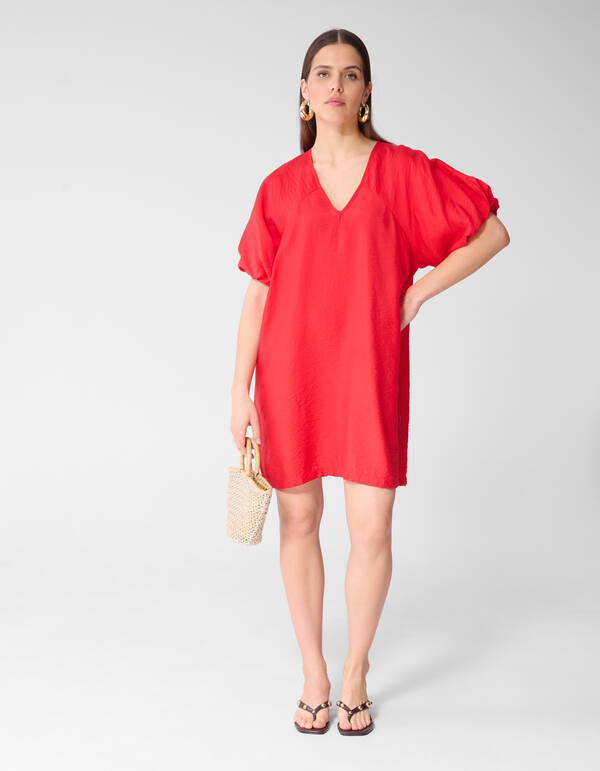 V-hals Mini Jurk Rood SHOEBY WOMEN